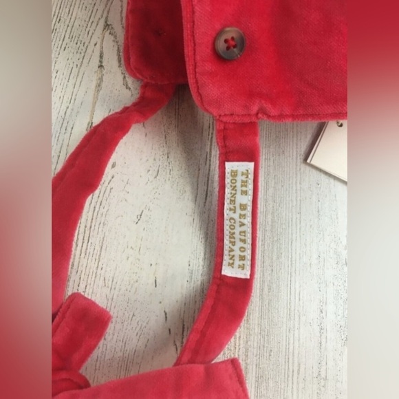 The Beaufort Bonnet Company Barringer Bonnet Richmond Red Velveteen S 3-6m NWT - Picture 6 of 12